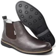 Botina Classica Chelsea Masculina Sola Borracha Tradicional Couro Bota Resistente Casual Dia a Dia - Imagem 4