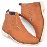 Botina Country Masculina Basica Tradicional Couro Bota Classica Resistente Casual Dia a Dia - Imagem 5