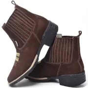 Bota Texana Country Bico Quadrado Em couro Botina Rodeio Masculina - Imagem 6