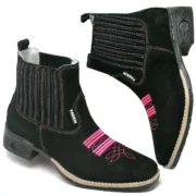 Bota Texana Country Bico Quadrado Em couro Botina Rodeio Feminina - Imagem 5