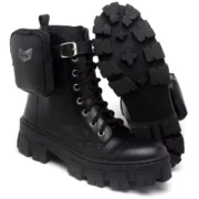 Bota Coturno Feminina Tratorada Flatform Cano Curto Modelo Outono Inverno Classico Com Bag Dudadias - Imagem 2