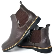 Botina Classica Chelsea Masculina Sola Borracha Tradicional Couro Bota Resistente Casual Dia a Dia - Imagem 5