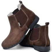 Bota Chelsea Masculina Tradicional Couro Camurça Botina Classica Resistente - Imagem 4