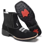 Bota Texana Country Bico Quadrado Em couro Botina Rodeio Masculina