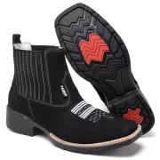 Bota Texana Country Bico Quadrado Em couro Botina Rodeio Masculina
