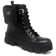 Bota Coturno Feminina Tratorada Flatform Cano Curto Modelo Outono Inverno Classico Com Bag Dudadias - Imagem 5