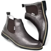 Botina Classica Chelsea Masculina Sola Borracha Tradicional Couro Bota Resistente Casual Dia a Dia - Imagem 6
