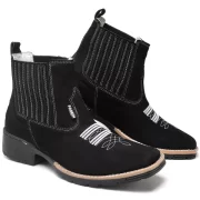 Bota Texana Country Bico Quadrado Em couro Botina Rodeio Masculina - Imagem 2