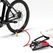 Bomba Ar Dupla Alta Pressão Manômetro Compressor Pedal Inflador Encher Bola Boia Colchão Inflável Calibrar Pneu Bike Bic - Imagem 2