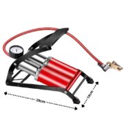 Bomba Ar Dupla Alta Pressão Manômetro Compressor Pedal Inflador Encher Bola Boia Colchão Inflável Calibrar Pneu Bike Bic - Imagem 7