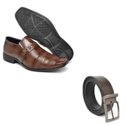 Kit Sapato Social Masculino Formal de Luxo Confortável com Cinto