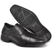 Sapato Social Masculino Elegante Formal Preto de Amarrar com Cinto - Imagem 2