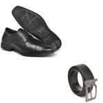 Sapato Social Masculino Elegante Formal Preto de Amarrar com Cinto