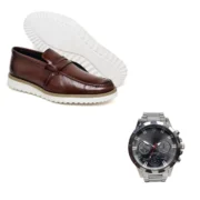 Sapato Social Oxford Masculino Sintético Com Relógio - Imagem 2