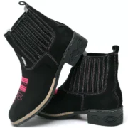 Bota Texana Country Bico Quadrado Em couro Botina Rodeio Feminina - Imagem 6