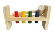 Bate Pinos Colorido Madeira Brinquedo Martelinho Pedagógico - Imagem 3