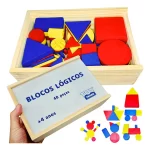 Blocos Lógicos 48pçs Madeira Educativo Pedagógico Toy Trade