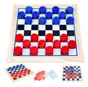 Tabuleiro Dama 24 Peças Em Madeira Jogo Escolar Toy Trade