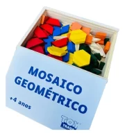 Brinquedo Educativo - Mosaico Geométrico 100 Peças Cx De Madeira Criatividade Toy Trade