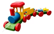 Trem De Madeira Educativo Colorido Cordinha Infantil Toytrad - Imagem 5