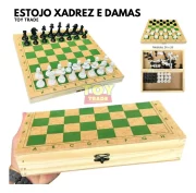 Jogo Xadrez Dama Tabuleiro Madeira Estojo Educativo Toytrade - Imagem 2