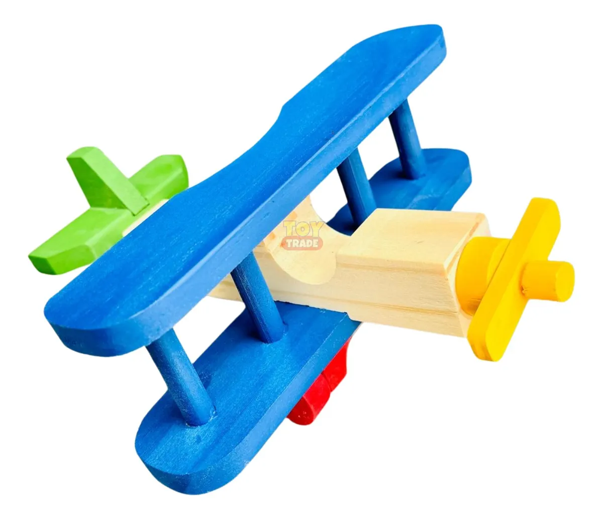 Avião Infantil Biplano Madeira Colorido Brinquedo Toy Trade - Imagem 7