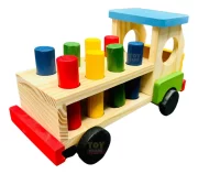 Caminhão Madeira Encaixe Educativo Pinos Coloridos Toy Trade - Imagem 7