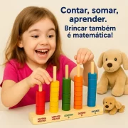 Ábaco Aberto 50 Argolas Madeira Brinquedo Educativo Toytrade