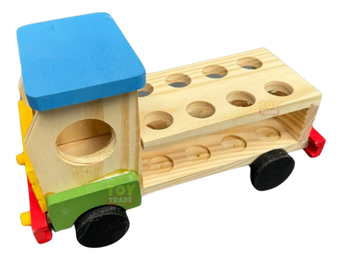 Caminhão Madeira Encaixe Educativo Pinos Coloridos Toy Trade - Imagem 8