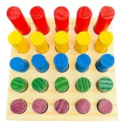 Jogo Educativo Encaixe 25 Pinos Coloridos Madeira Toy Trade - Imagem 5