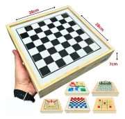 Jogo 5 Em 1 Grande Xadrez Dama Ludo Trilha Velha Toy Trade - Imagem 4