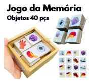 Jogo Da Memória Objetos Com 40 Peças Brinquedo Alfabetização - Imagem 4