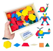 Brinquedo Educativo - Mosaico Geométrico 100 Peças Cx De Madeira Criatividade Toy Trade - Imagem 2