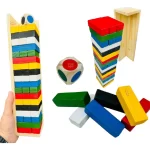 Jogo Caiu Perdeu Torre Equilíbrio Madeira Com Dado Toy Trade