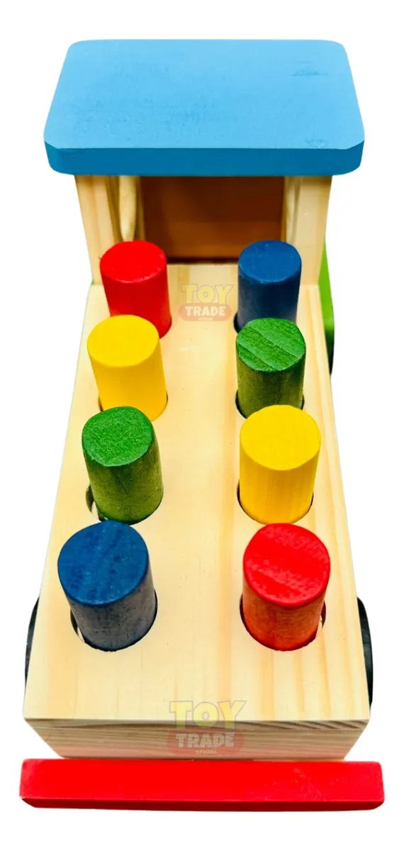 Caminhão Madeira Encaixe Educativo Pinos Coloridos Toy Trade - Imagem 4