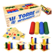 Torre Inteligente Jogo Madeira Aprender Brincando Toy Trade - Imagem 9