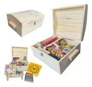 Baú Pedagógicos Com 10 Jogos De Madeira Brinquedos Educativo Toy Trade - Imagem 3