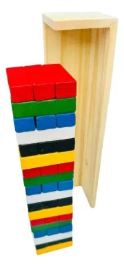 Jogo Caiu Perdeu Torre Equilíbrio Madeira Com Dado Toy Trade - Imagem 3