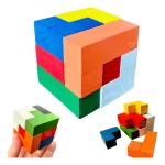 Cubo Para Montar Cubo Encaixe Quebra Cabeça 3d Madeira