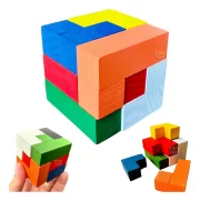 Cubo Para Montar Cubo Encaixe Quebra Cabeça 3d Madeira