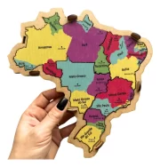Quebra Cabeça Mapa Do Brasil Regiões Brinquedo Educativo - Imagem 3