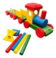 Trem De Madeira Educativo Colorido Cordinha Infantil Toytrad - Imagem 8