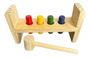 Bate Pinos Colorido Madeira Brinquedo Martelinho Pedagógico - Imagem 2