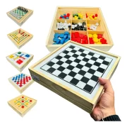 Jogos de mesa 5x1 Xadrez Dama Ludo Trilha Jogo da Velha Tabuleiro