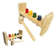 Bate Pinos Colorido Madeira Brinquedo Martelinho Pedagógico