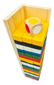Jogo Caiu Perdeu Torre Equilíbrio Madeira Com Dado Toy Trade - Imagem 2