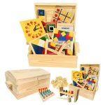 Baú Pedagógicos Com 10 Jogos De Madeira Brinquedos Educativo Toy Trade