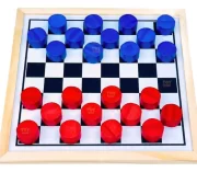 Tabuleiro Dama 24 Peças Em Madeira Jogo Escolar Toy Trade - Imagem 2