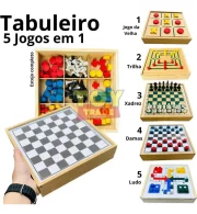 Jogos de mesa 5x1 Xadrez Dama Ludo Trilha Jogo da Velha Tabuleiro - Imagem 2