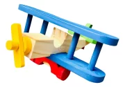 Avião Infantil Biplano Madeira Colorido Brinquedo Toy Trade - Imagem 4